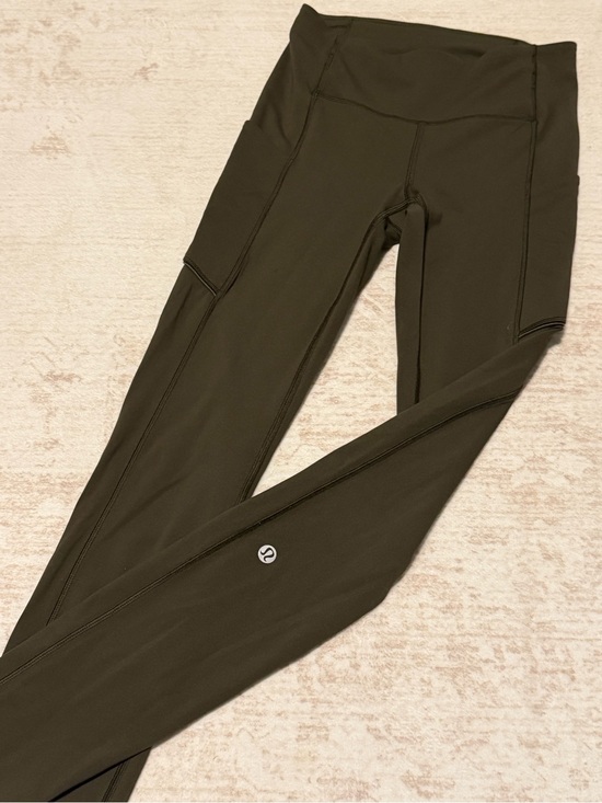 lululemon athletica Pants - lululemon athletica Olive Green Leggings with Branded Zip Pull
